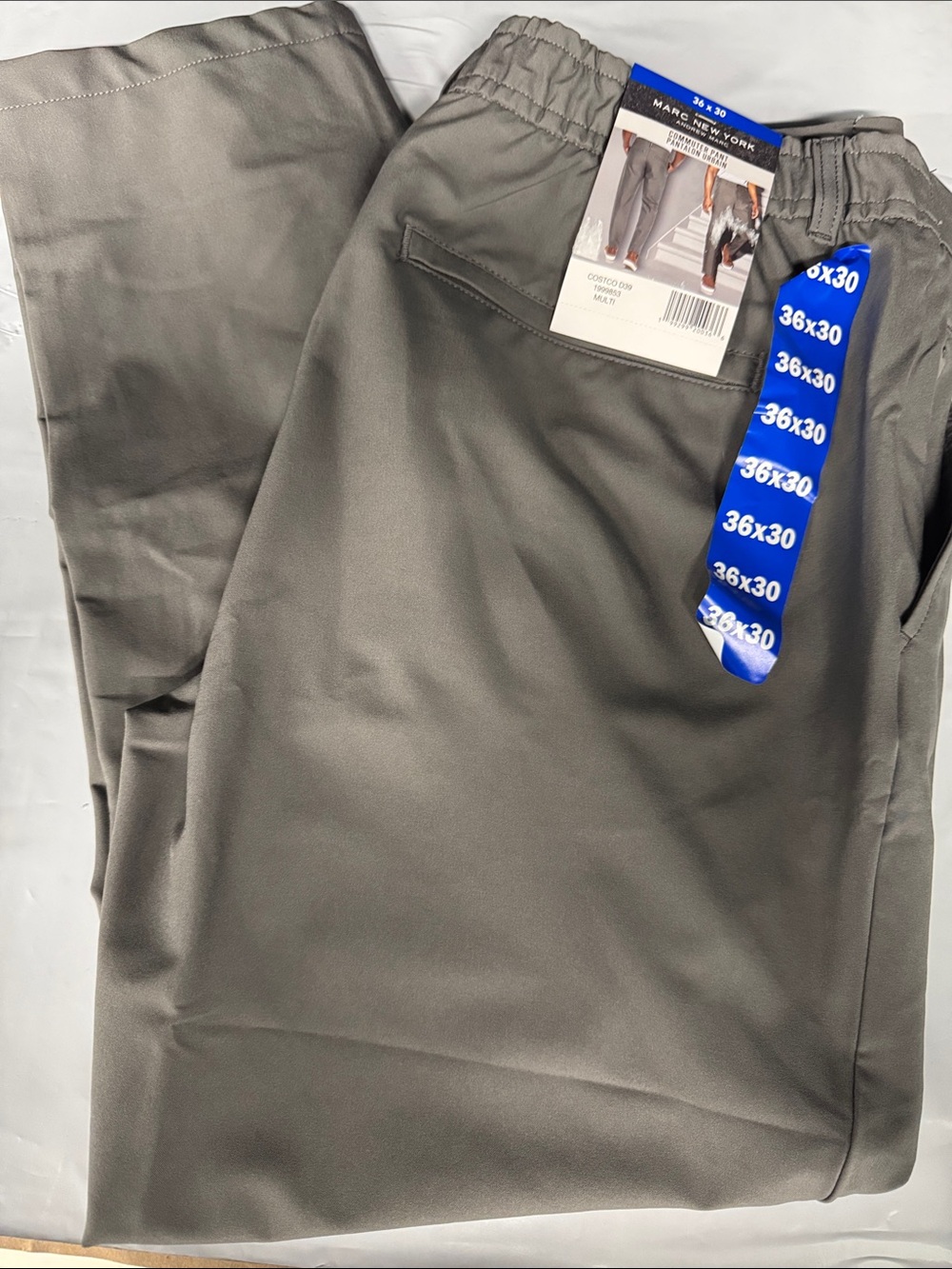 Marc New York Olive Gray Elastic Waist Straight-Leg Pants